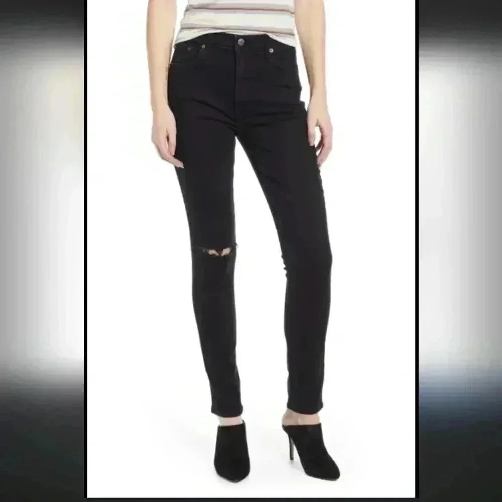 Reformation High and Skinny faded black destroy - Picture 1 of 5